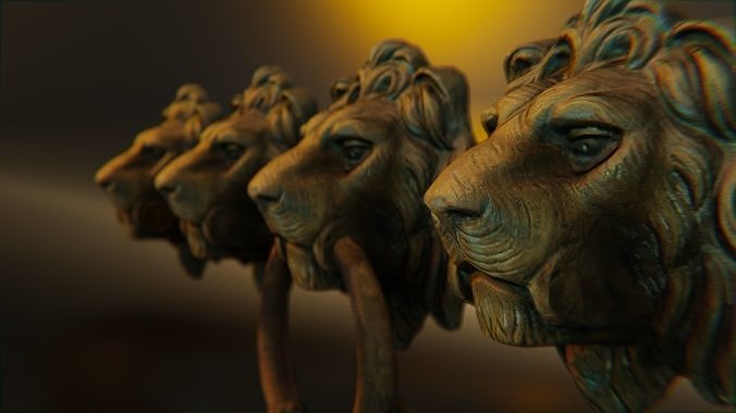 Lion model head door knocker 3D model