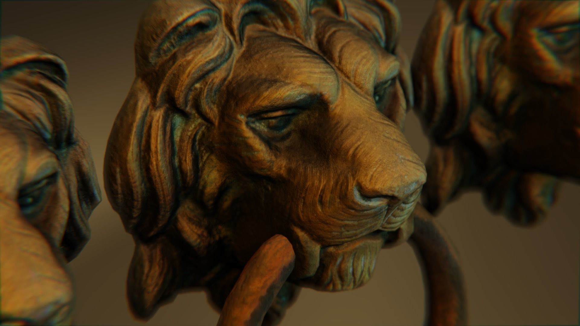 Lion model head door knocker 3D model_1