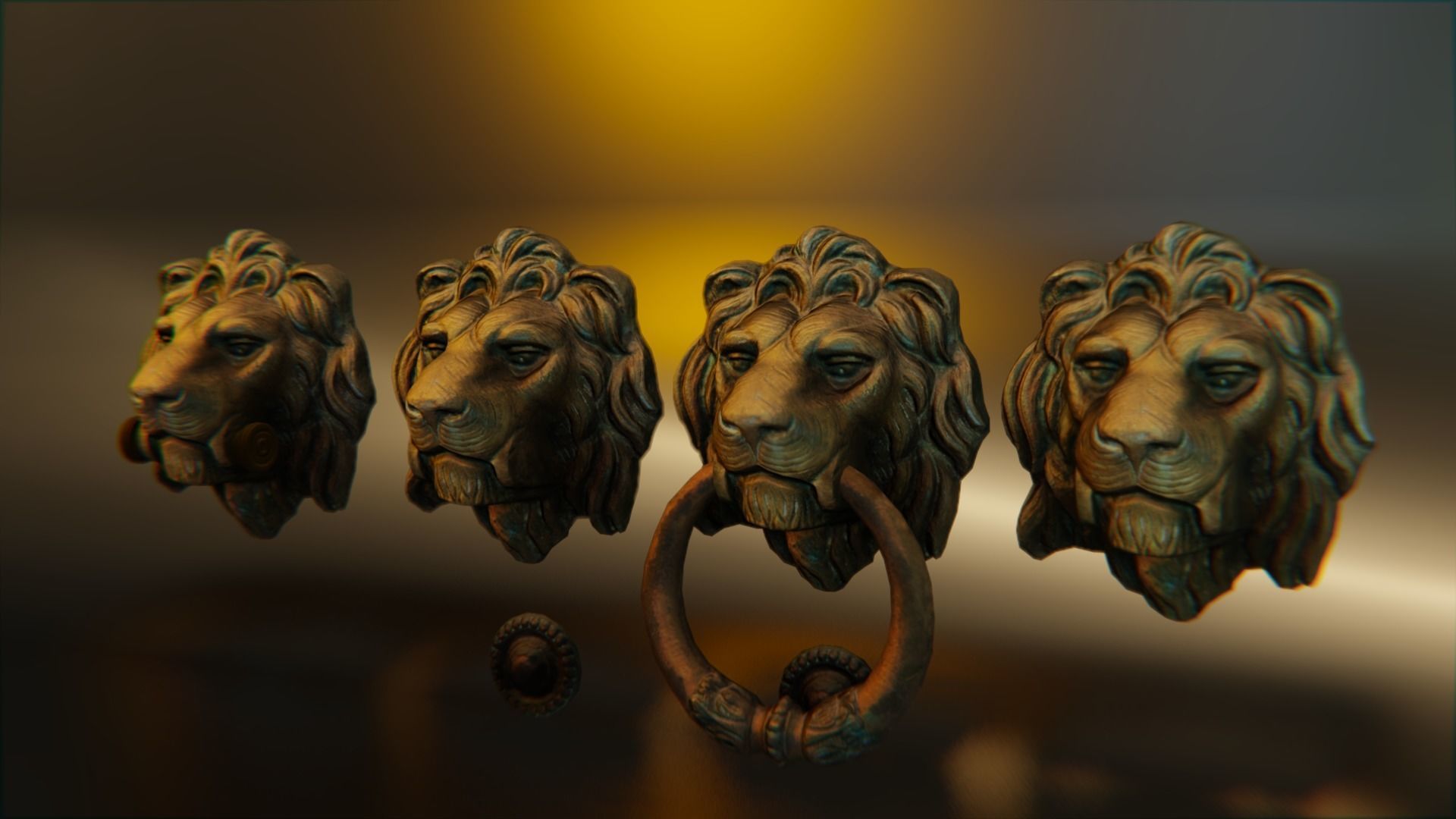 Lion model head door knocker 3D model_5