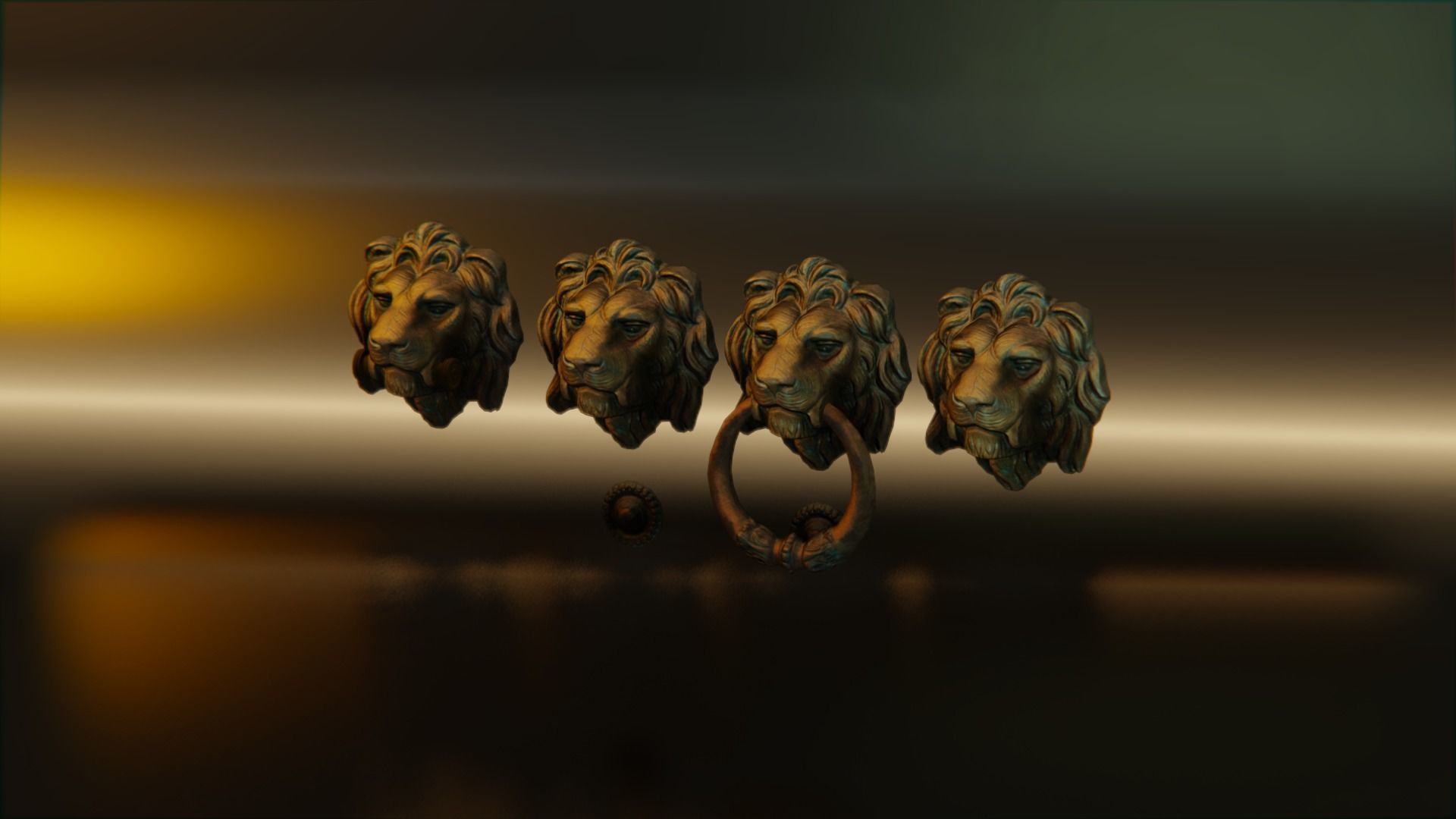 Lion model head door knocker 3D model_6