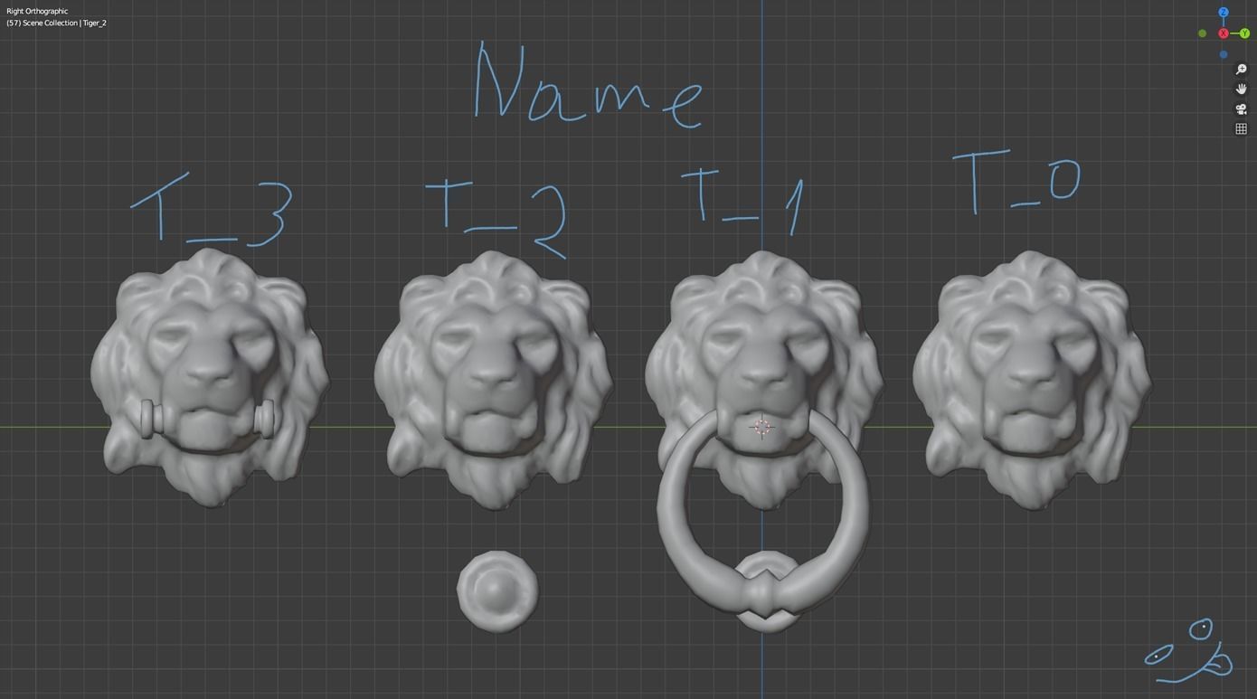 Lion model head door knocker 3D model_13