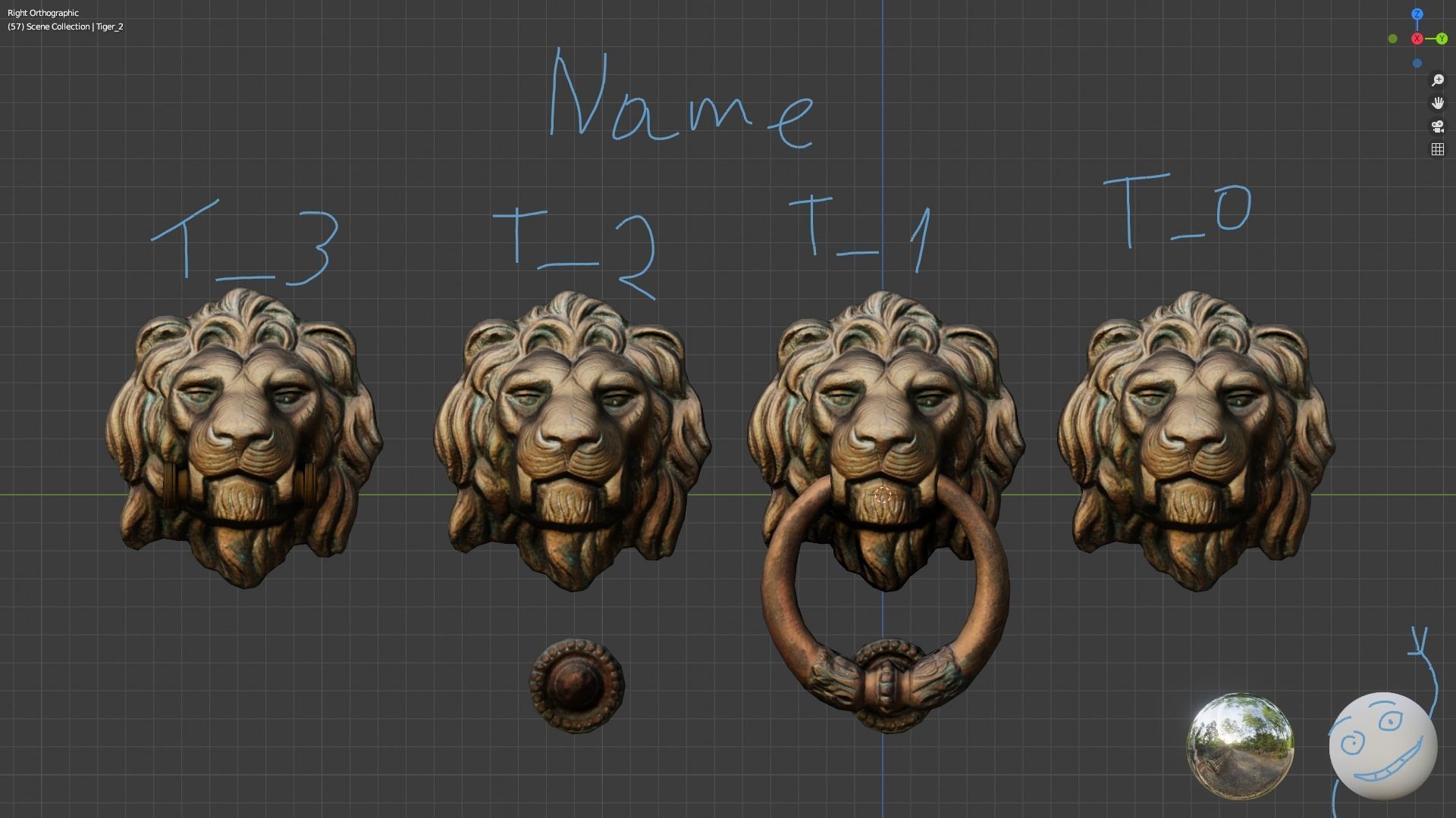 Lion model head door knocker 3D model_14