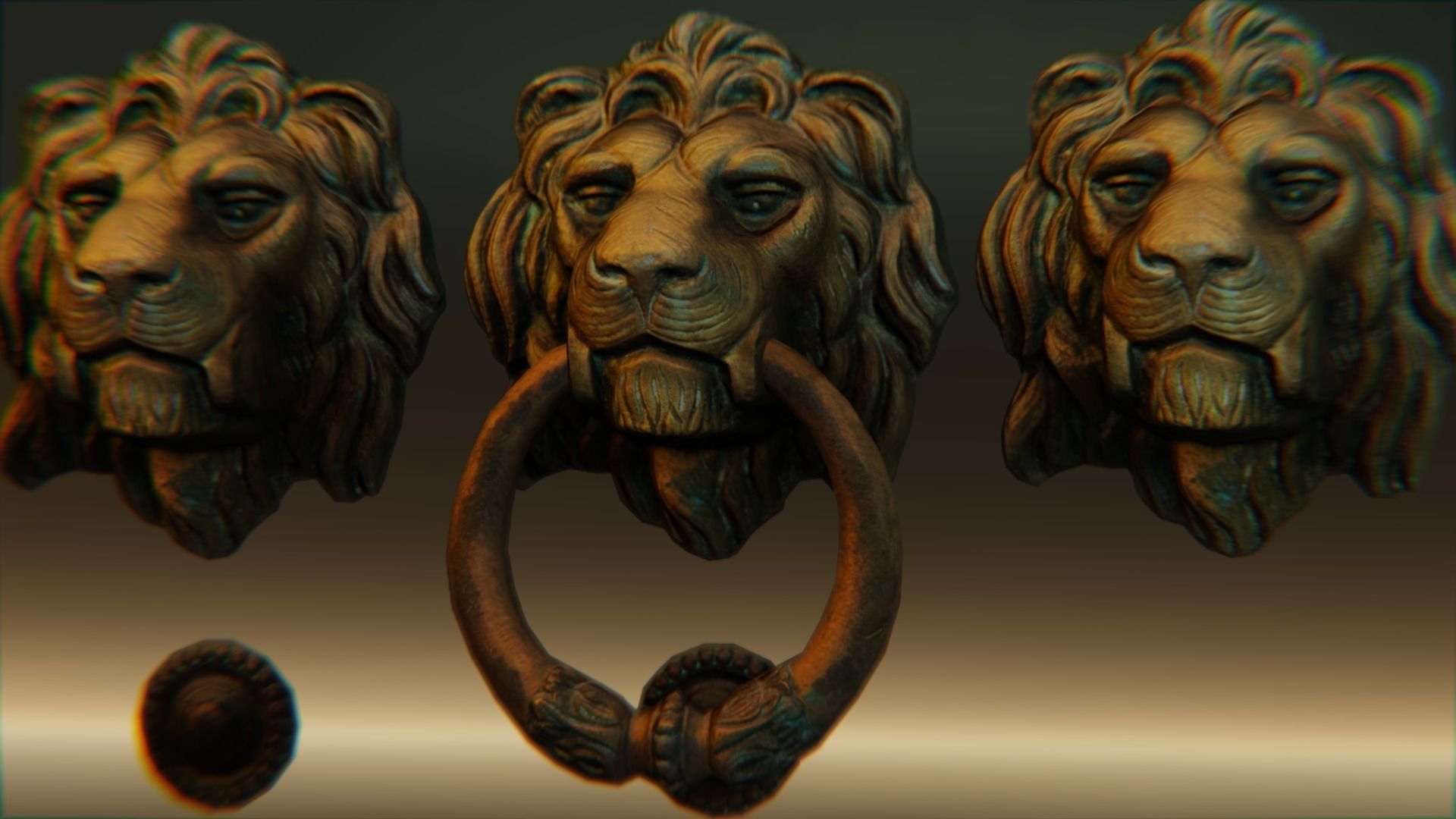 Lion model head door knocker 3D model_2