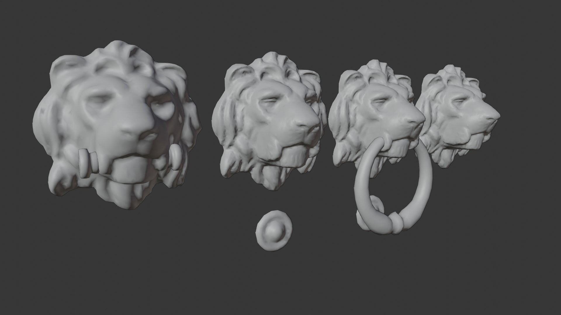 Lion model head door knocker 3D model_12