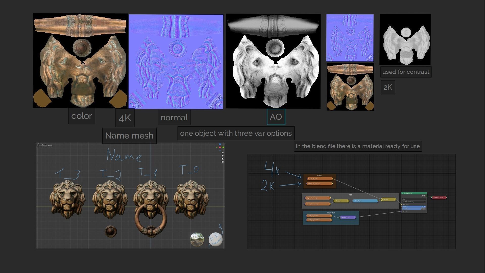 Lion model head door knocker 3D model_7