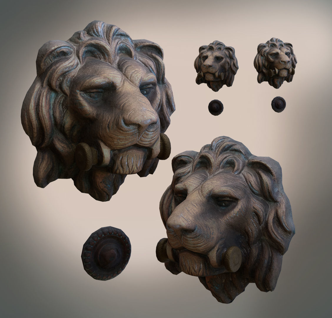 Lion model head door knocker 3D model_8