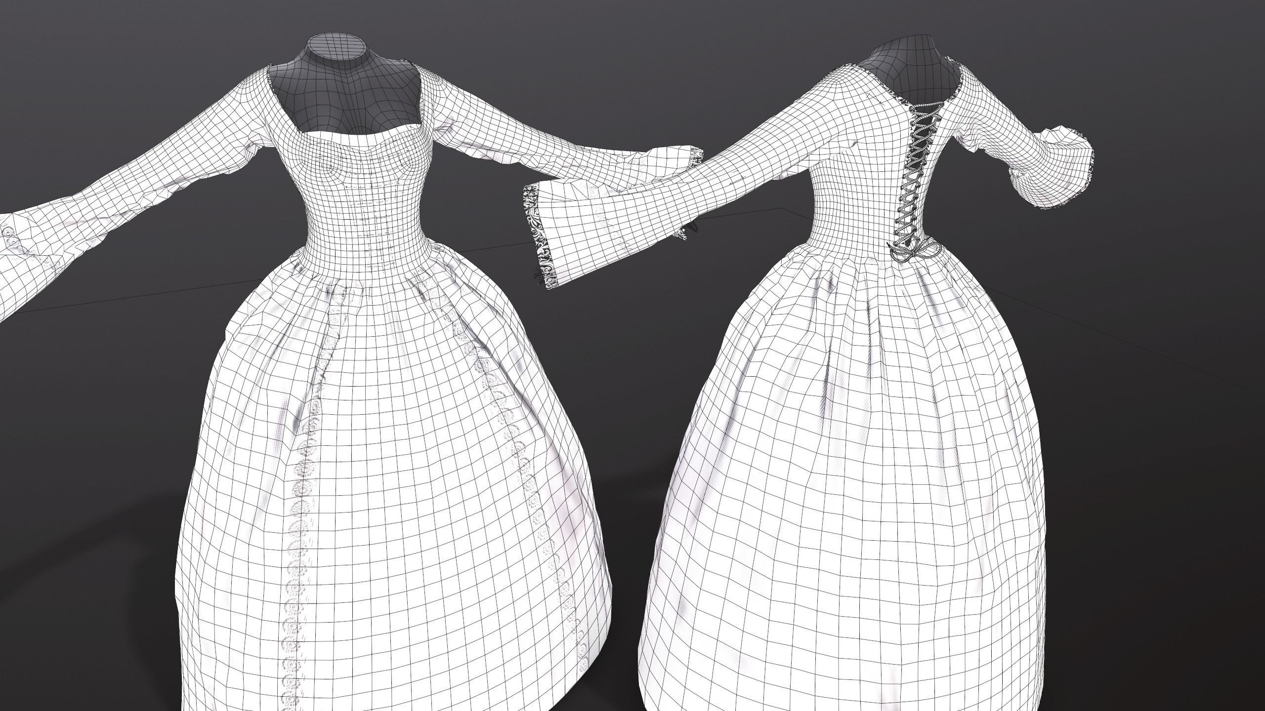 Female Gown Free low-poly 3D model_8