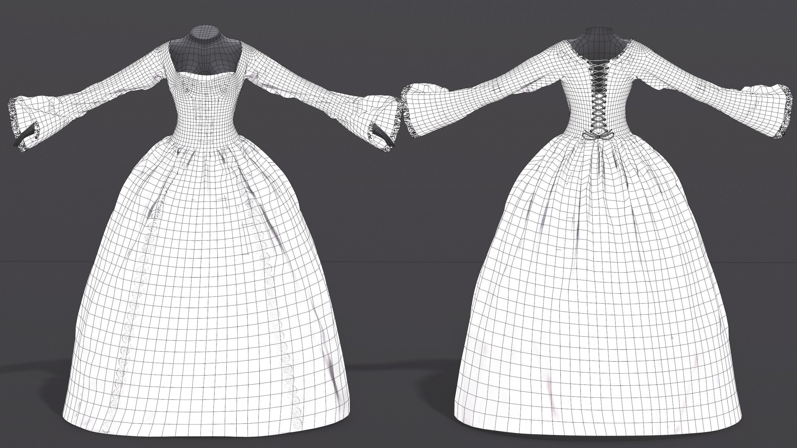 Female Gown Free low-poly 3D model_6