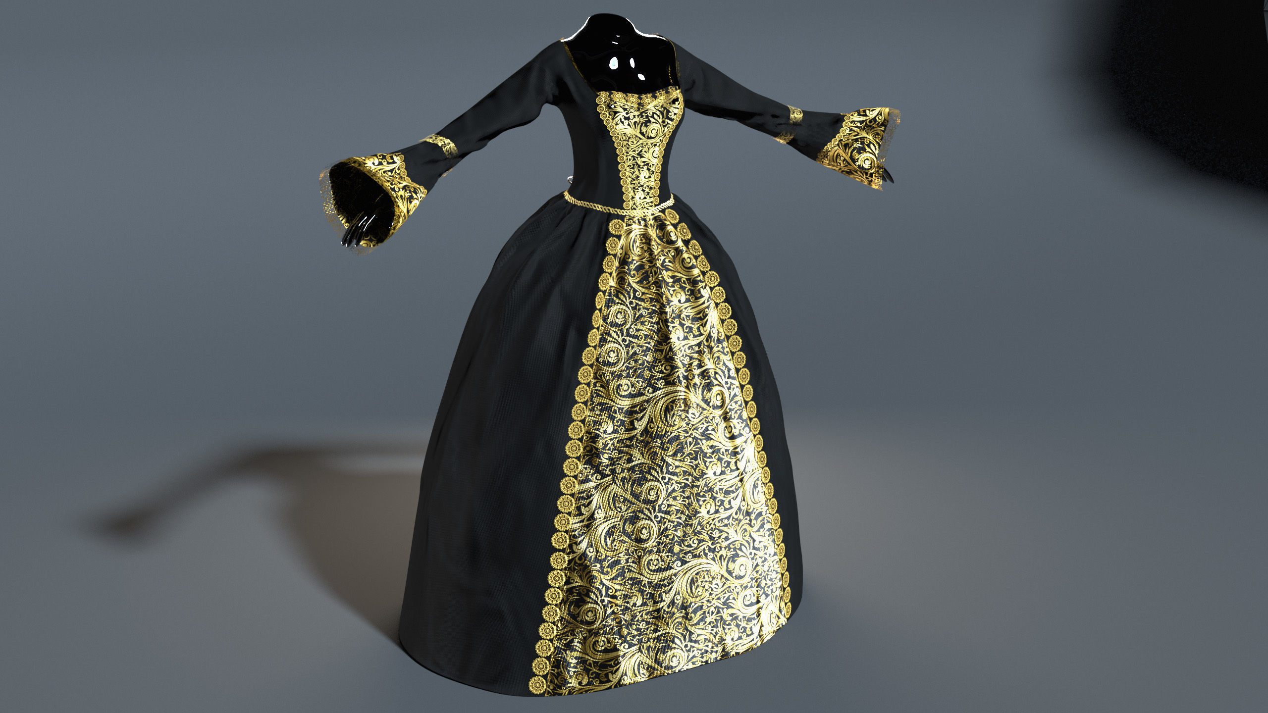Female Gown Free low-poly 3D model_3
