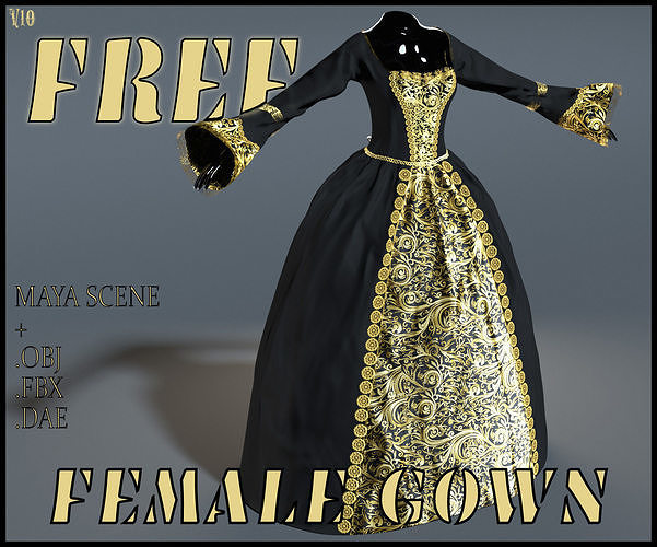 Female Gown Free low-poly 3D model
