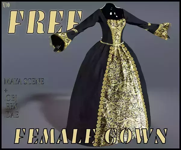 Female Gown Free low-poly 3D model