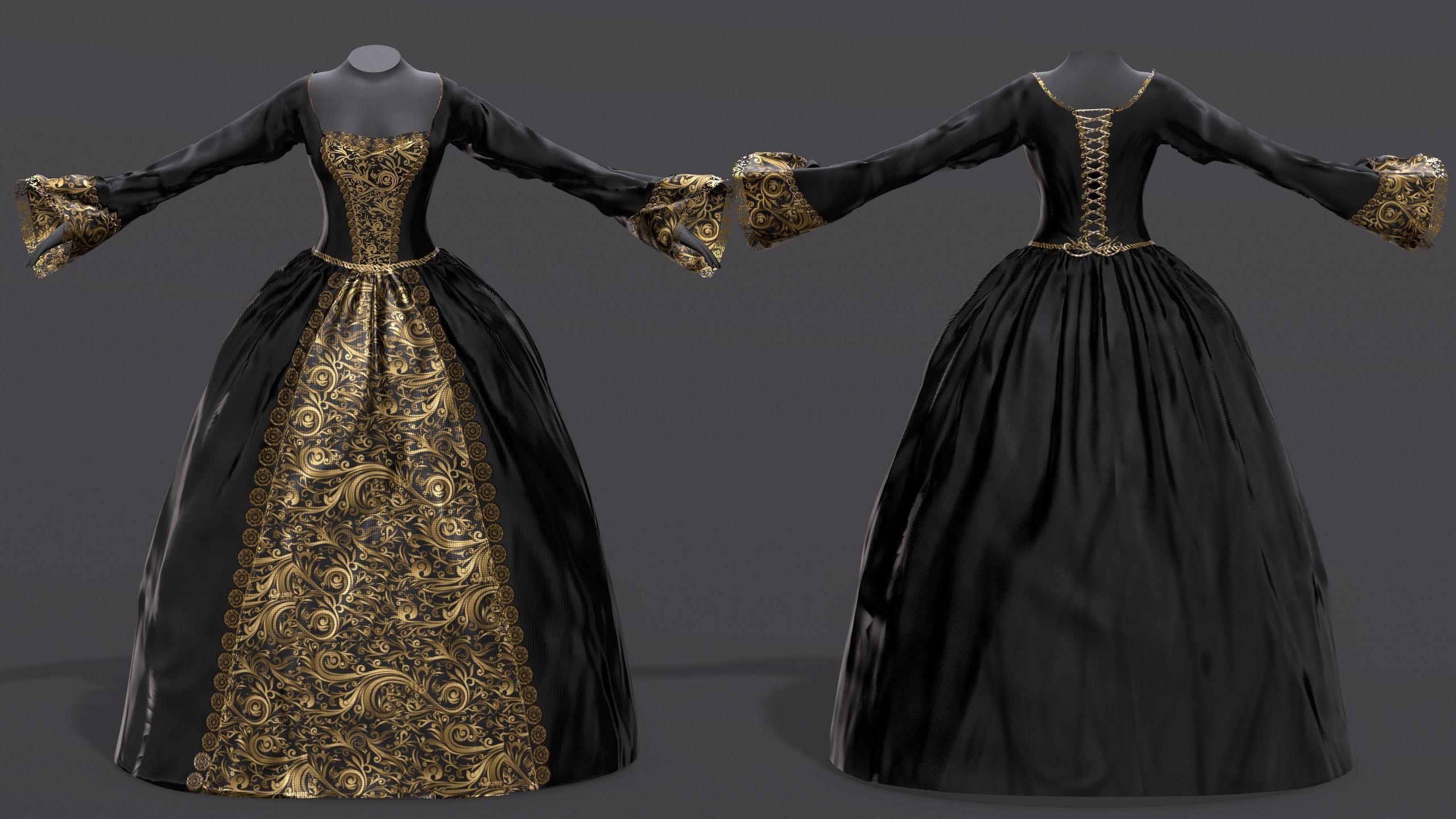 Female Gown Free low-poly 3D model_9