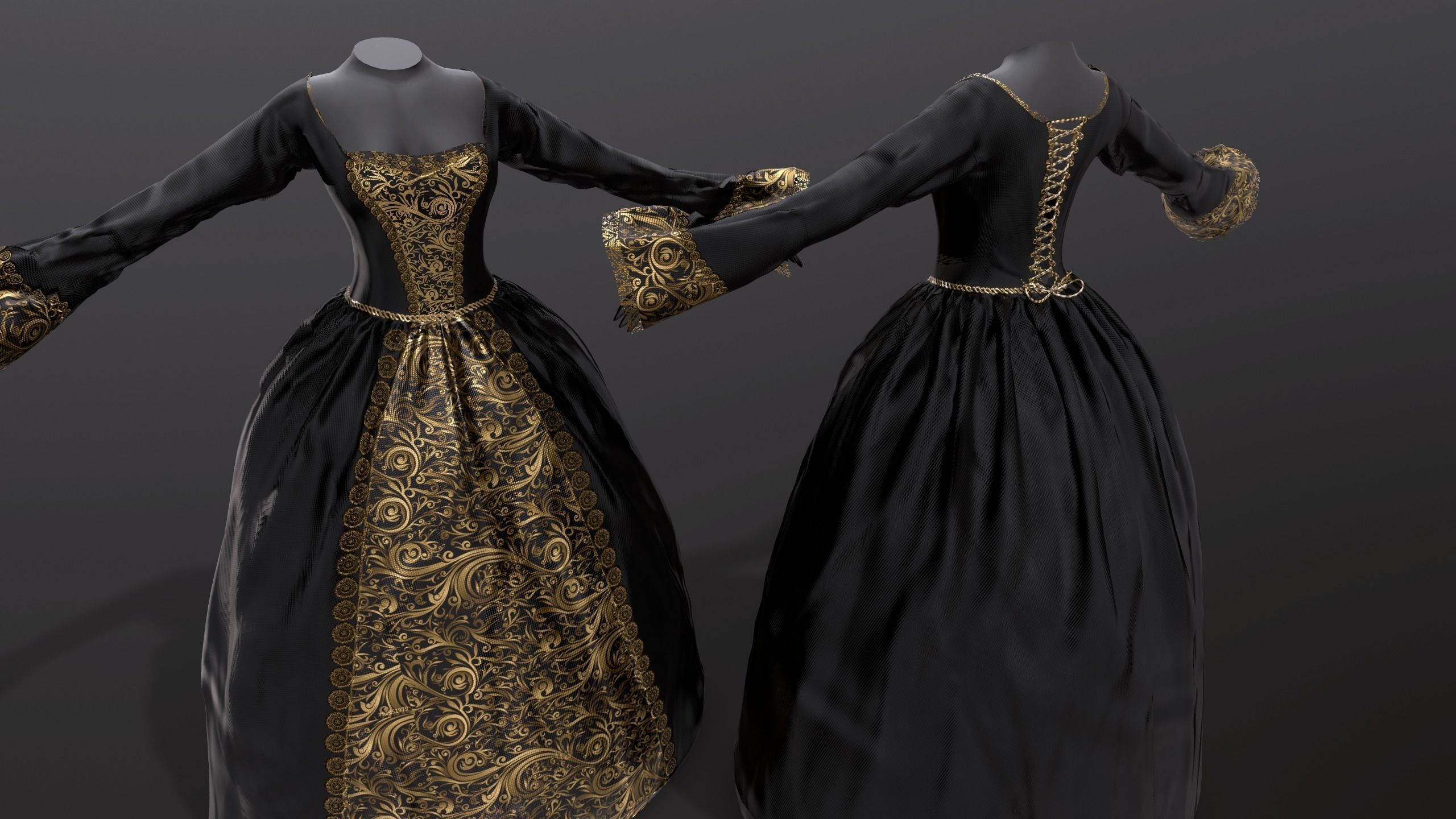 Female Gown Free low-poly 3D model_2