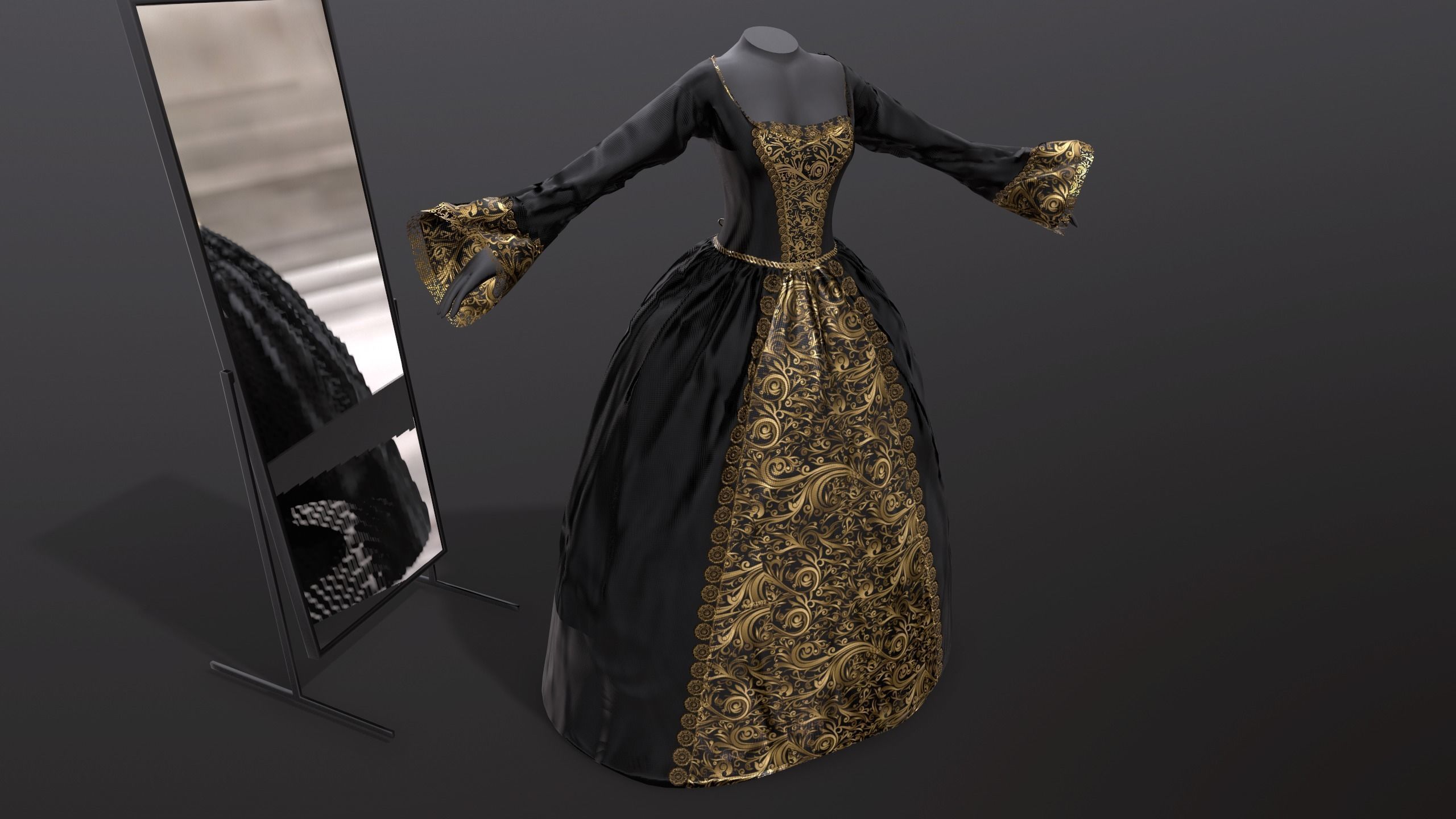 Female Gown Free low-poly 3D model_5