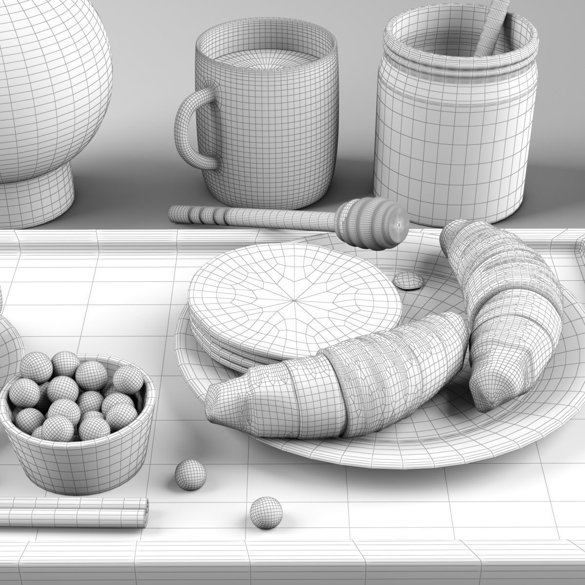 breakfast and coffee set 3D model_5