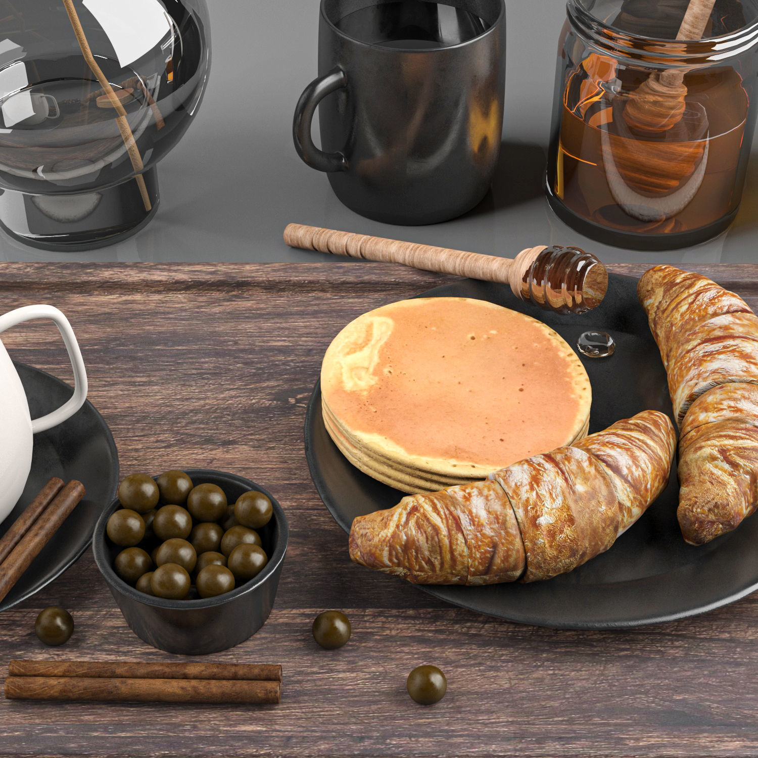 breakfast and coffee set 3D model_1