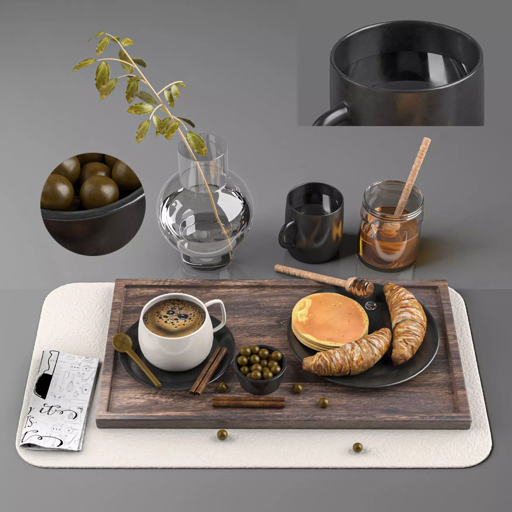 breakfast and coffee set 3D model_0