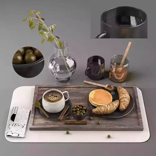 breakfast and coffee set 3D model