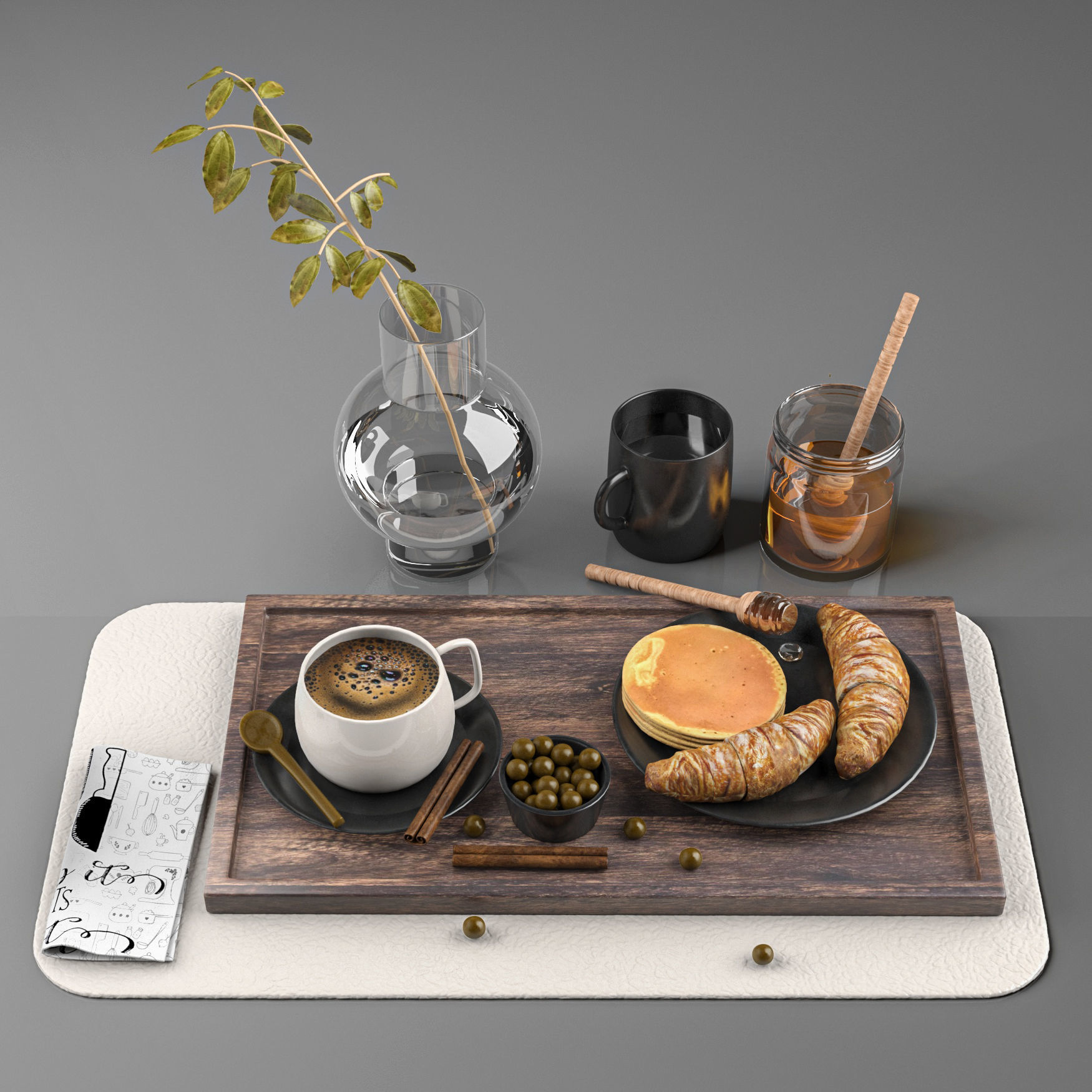 breakfast and coffee set 3D model_3