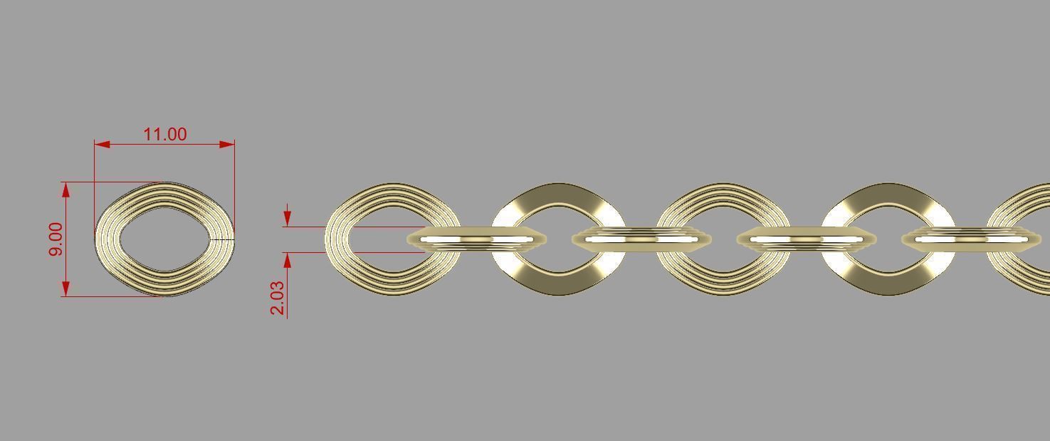 Chain link wristband or necklace 3D print model_3