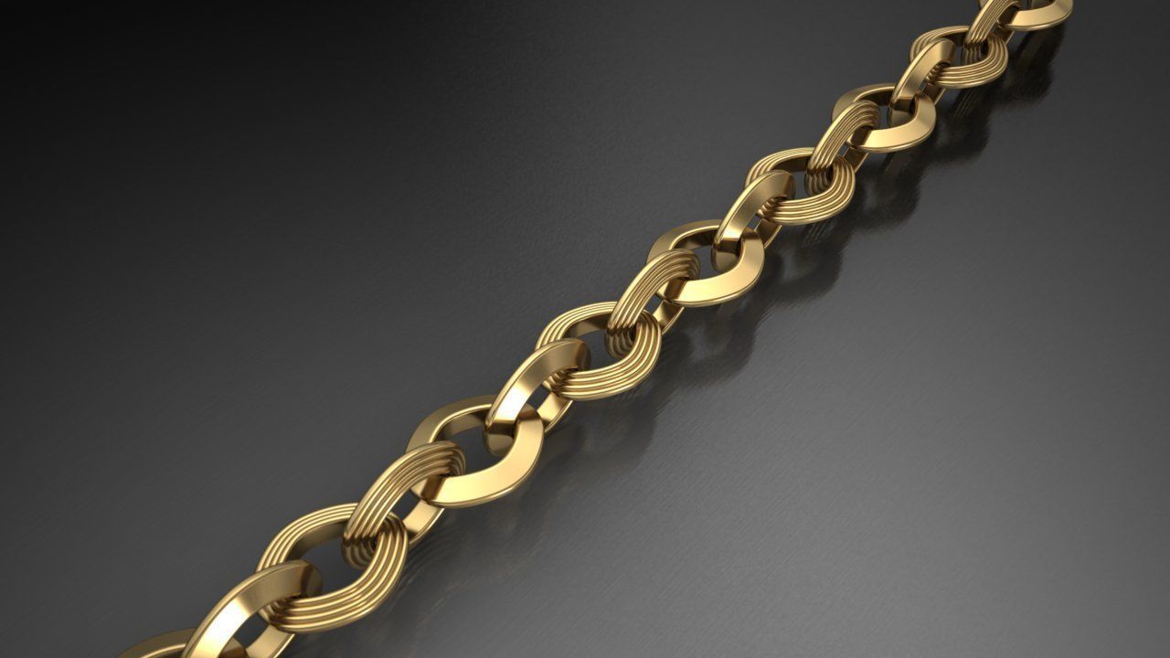 Chain link wristband or necklace 3D print model_1