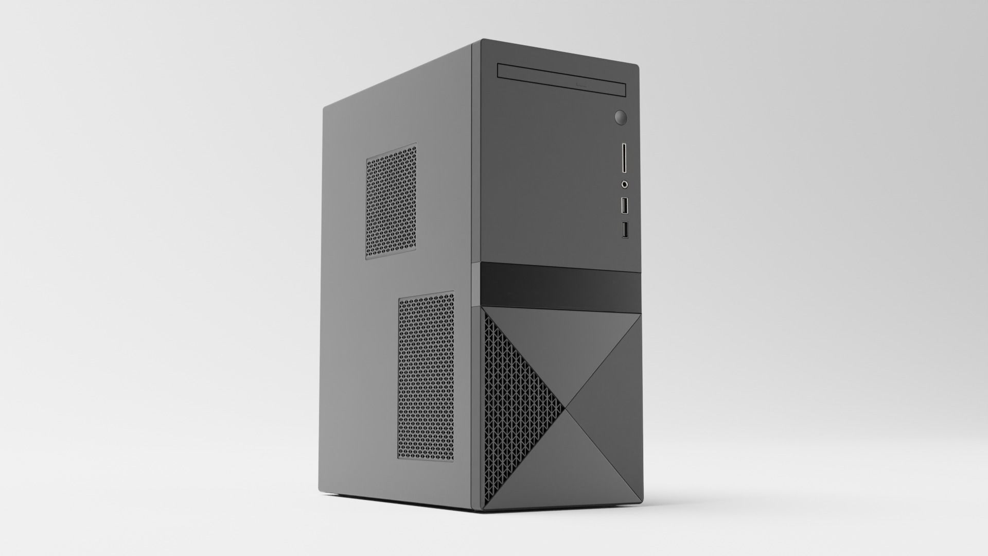 PC Case Low-poly 3D model_0