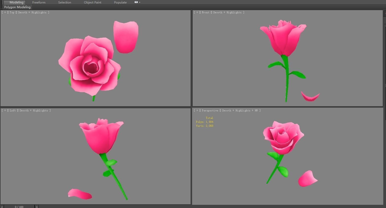 Cartoon flower Low-poly 3D model_4