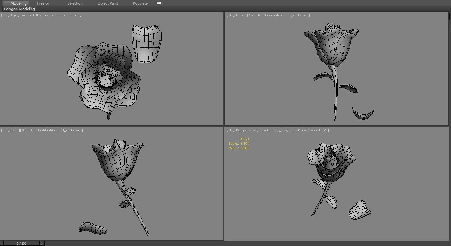 Cartoon flower Low-poly 3D model_6