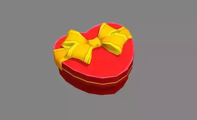 Cartoon red heart-shaped gift box