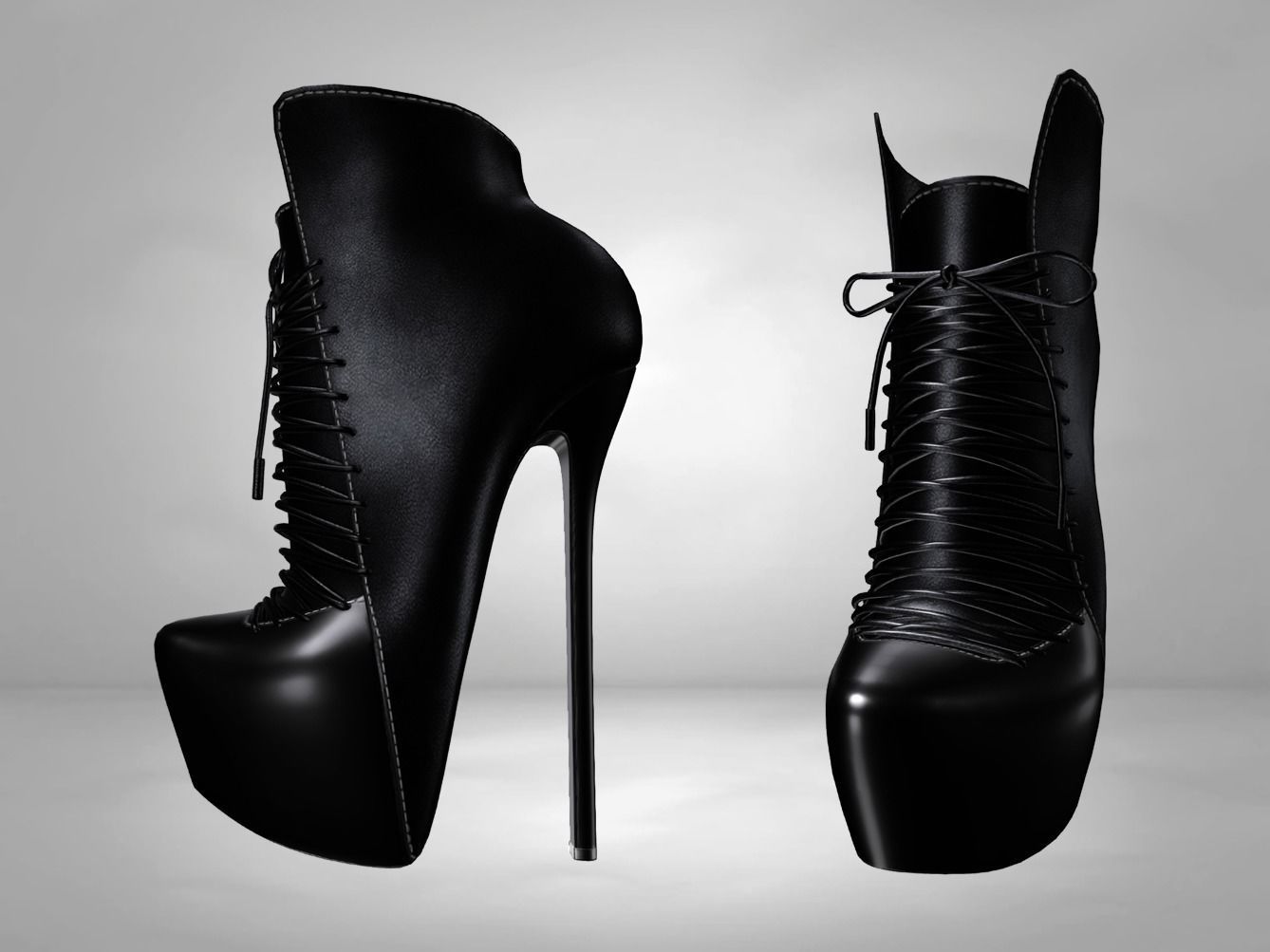 Leather Boots 3D Black 2 Low-poly 3D model Low-poly 3D model_2