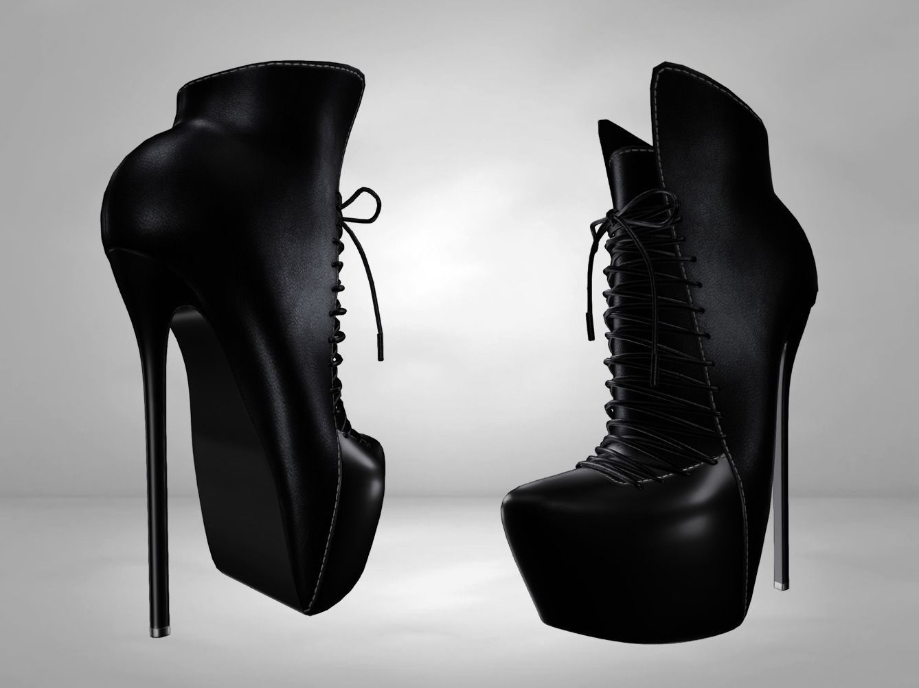 Leather Boots 3D Black 2 Low-poly 3D model Low-poly 3D model_1