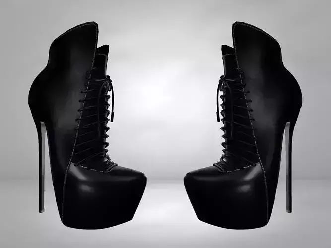Leather Boots 3D Black 2 Low-poly 3D model Low-poly 3D model