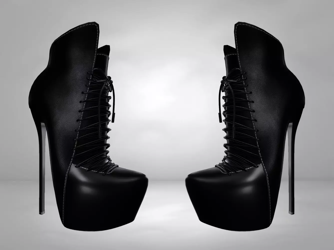 Leather Boots 3D Black 2 Low-poly 3D model Low-poly 3D model_0