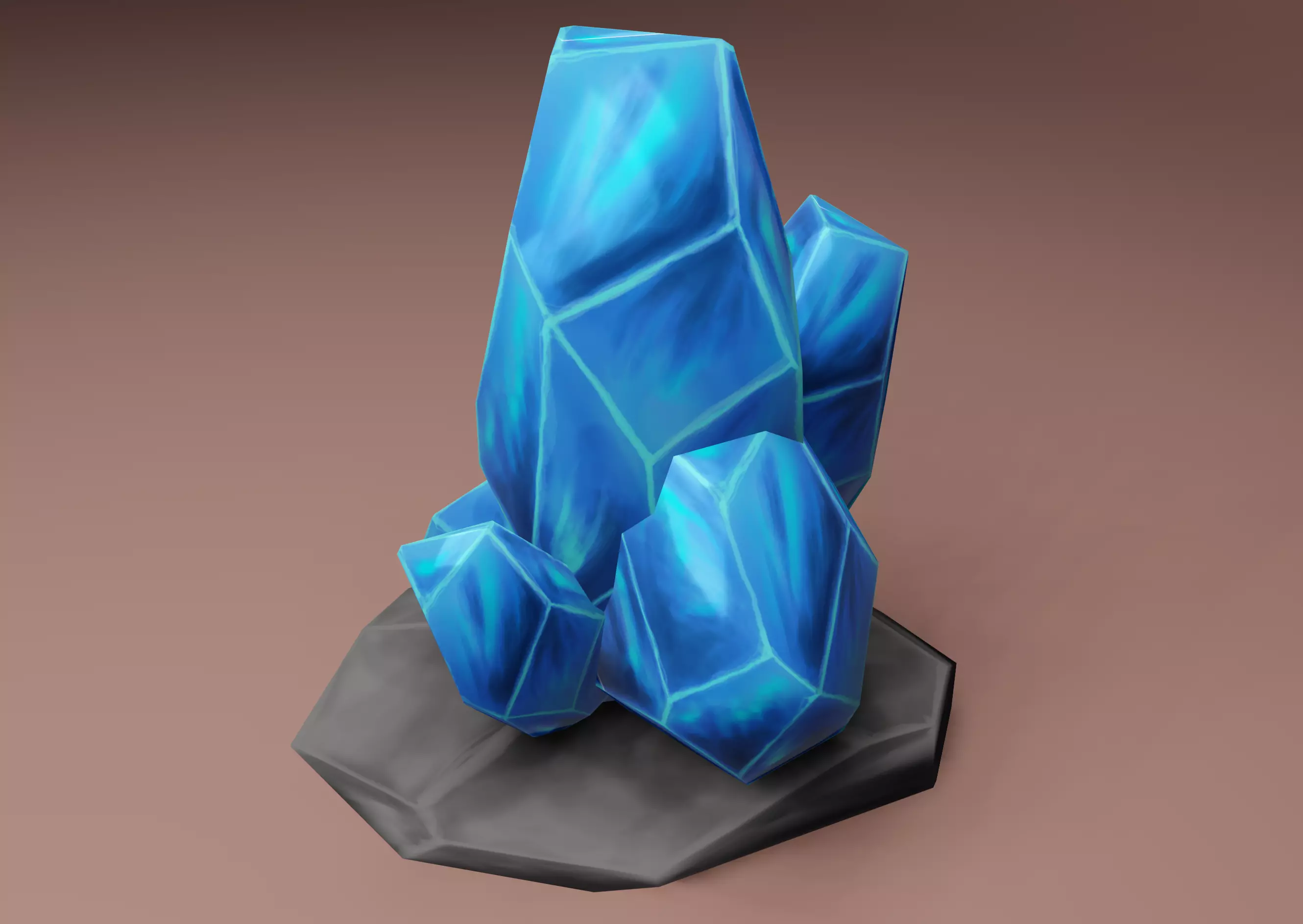 Low Poly Blue crystal Low-poly 3D model