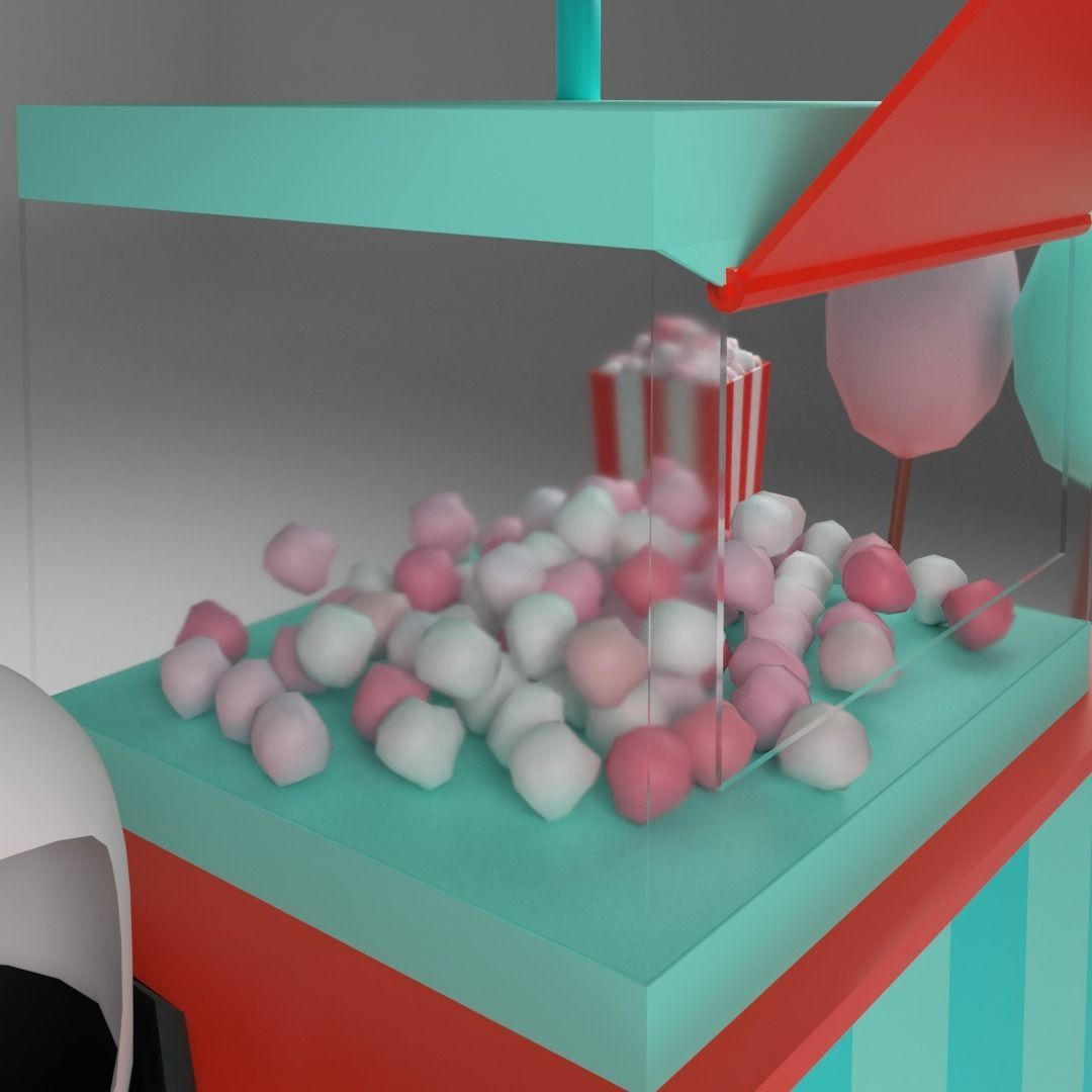 Cotton candy cart Low-poly 3D model_5