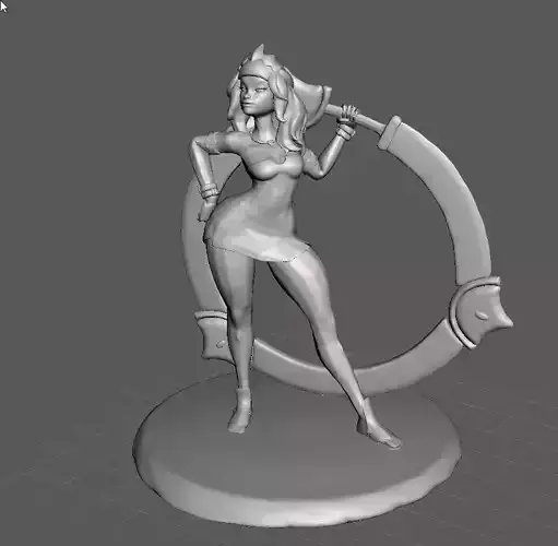 Qiyana 3D Model woman holding sword