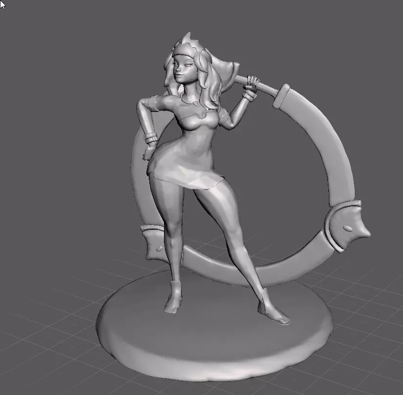 Qiyana 3D Model woman holding sword 3D print model_0