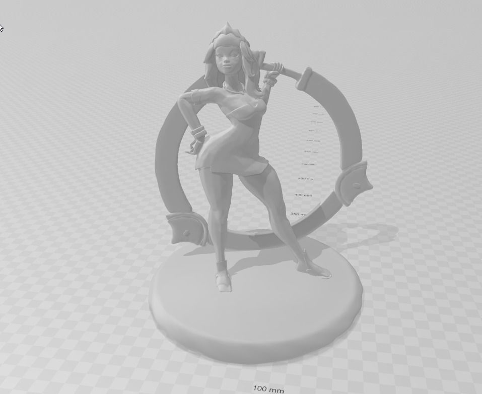 Qiyana 3D Model woman holding sword 3D print model_1