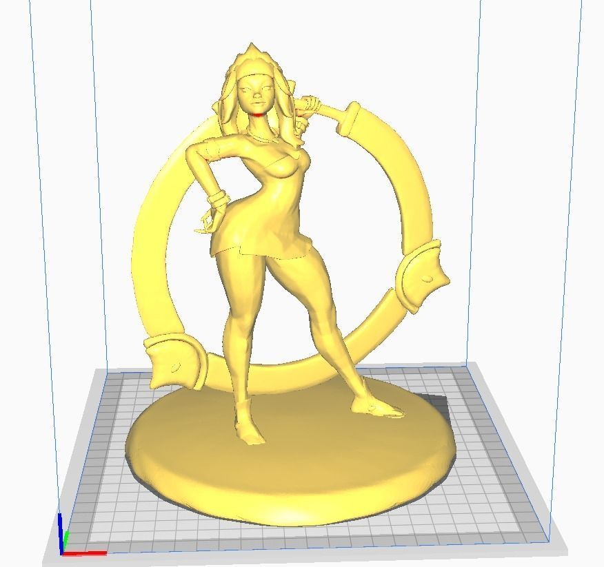 Qiyana 3D Model woman holding sword 3D print model_2