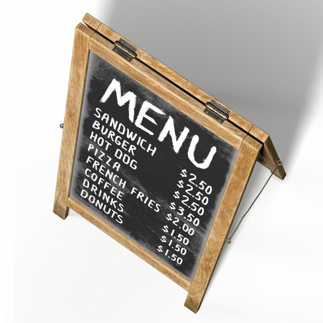 Menu board PBR Low-poly Game-Ready Low-poly 3D model_7