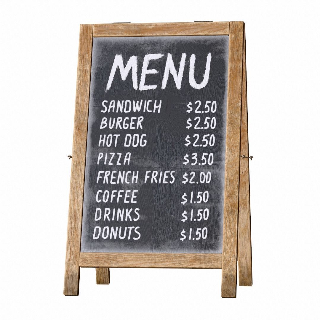 Menu board PBR Low-poly Game-Ready Low-poly 3D model_8