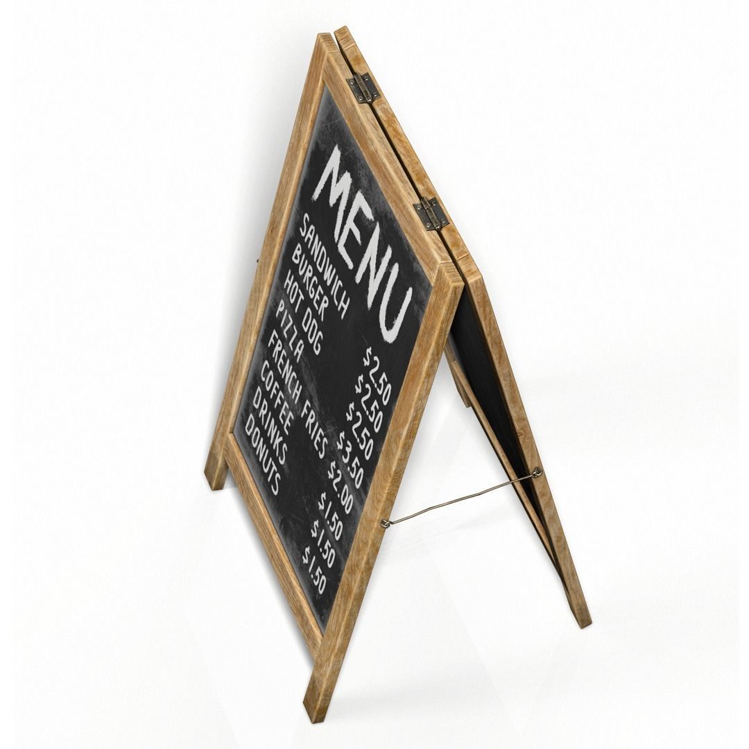 Menu board PBR Low-poly Game-Ready Low-poly 3D model_6