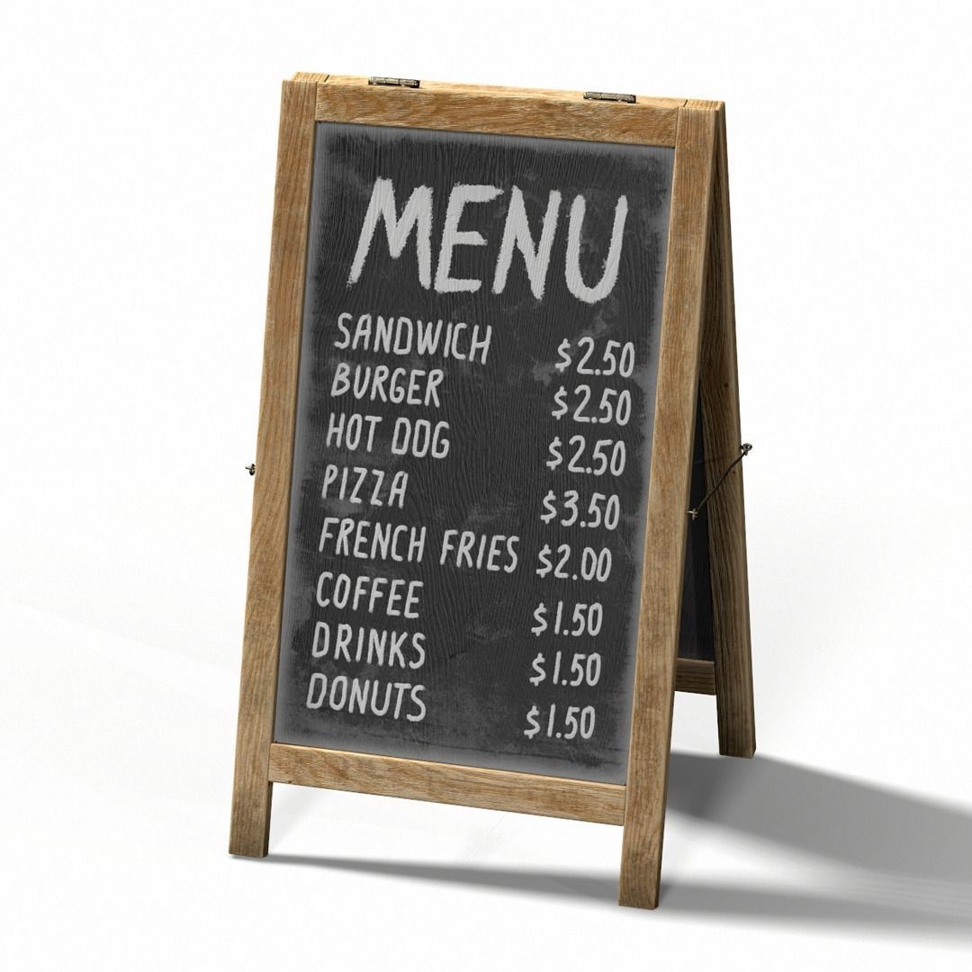 Menu board PBR Low-poly Game-Ready Low-poly 3D model_2