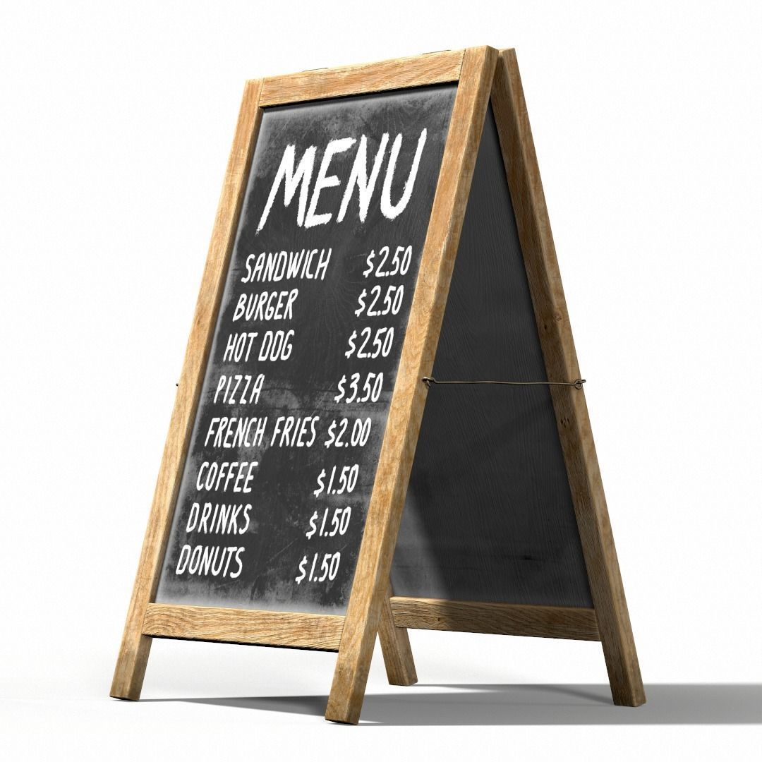 Menu board PBR Low-poly Game-Ready Low-poly 3D model_3