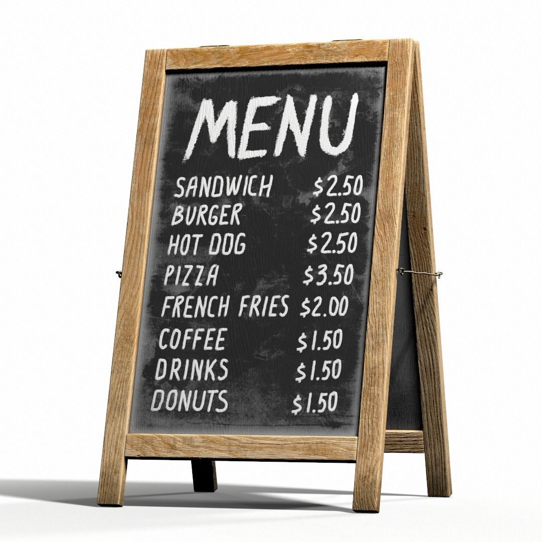 Menu board PBR Low-poly Game-Ready Low-poly 3D model_4