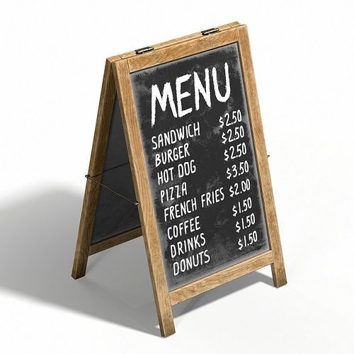 Menu board PBR Low-poly Game-Ready Low-poly 3D model