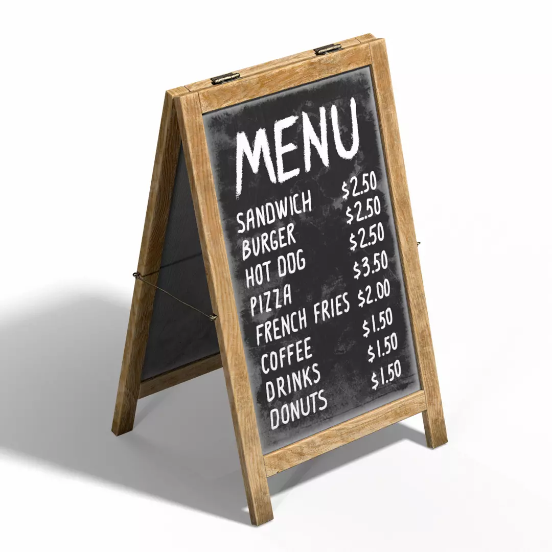 Menu board PBR Low-poly Game-Ready Low-poly 3D model_0