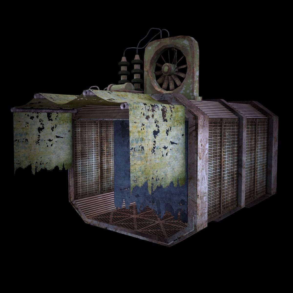 Construction steampunk house Low-poly 3D model_1