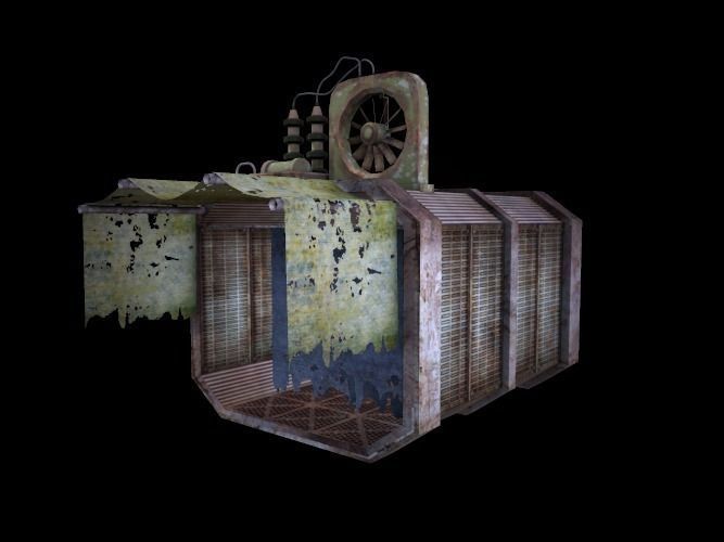 Construction steampunk house Low-poly 3D model_0