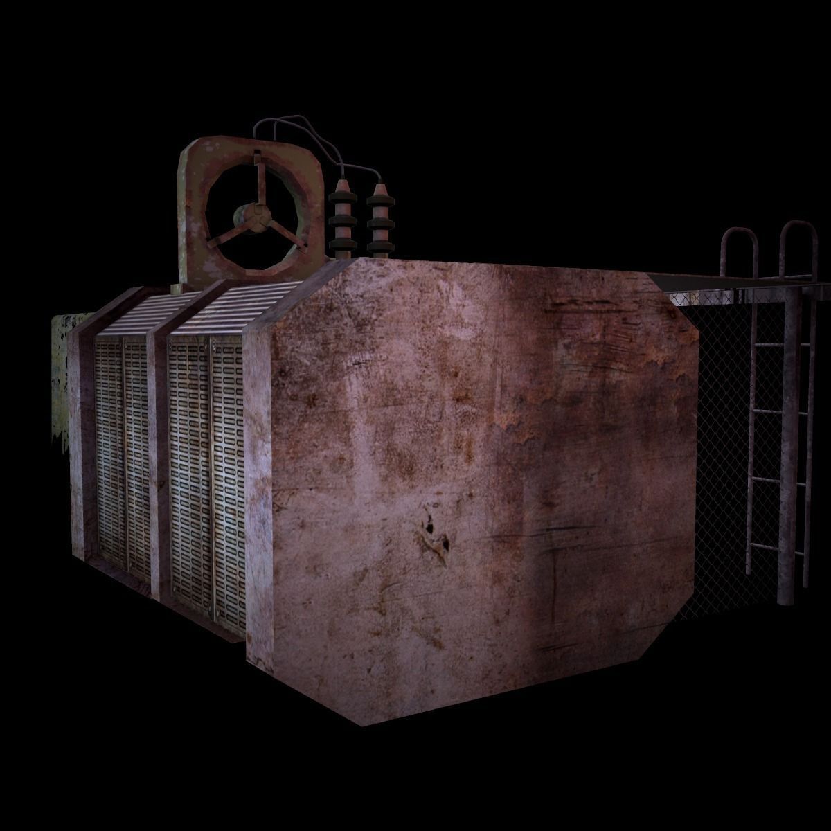 Construction steampunk house Low-poly 3D model_2